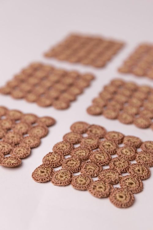 Samoolam Handmade Crochet Ziba Square Coasters Rust Beige