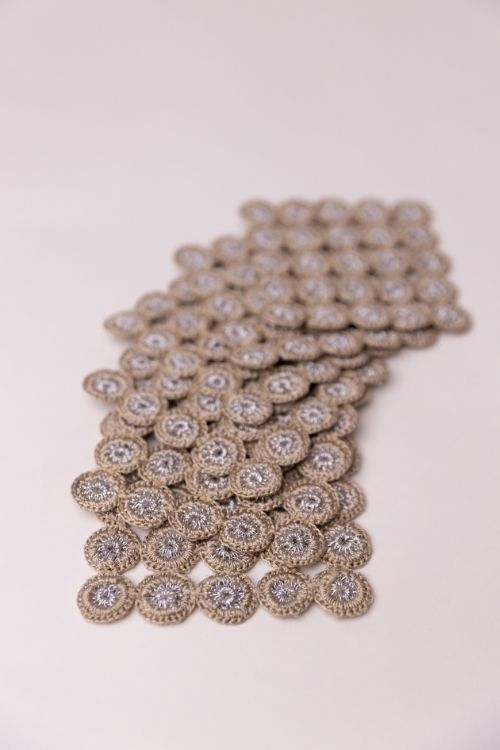 Samoolam Handmade Crochet Ziba Square Coasters Silver Beige