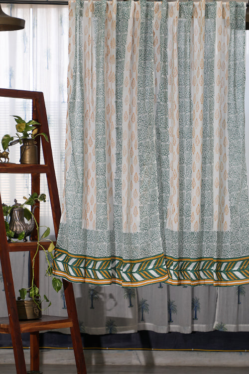 SootiSyahi 'Garden Beauty' Handblock Printed Cotton WindowCurtain
