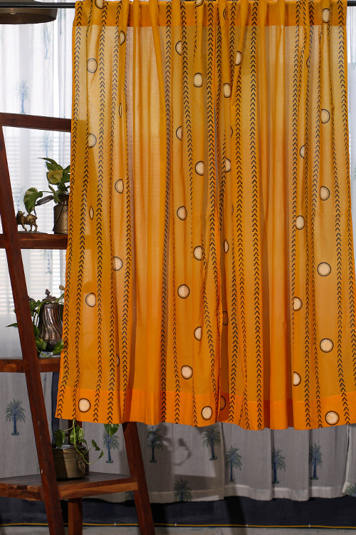 SootiSyahi 'Pastel Polka' Handblock Printed Cotton WindowCurtain