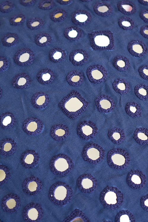 Okhai 'Sweet Home' Pure Cotton Mirror Work Cushion Cover