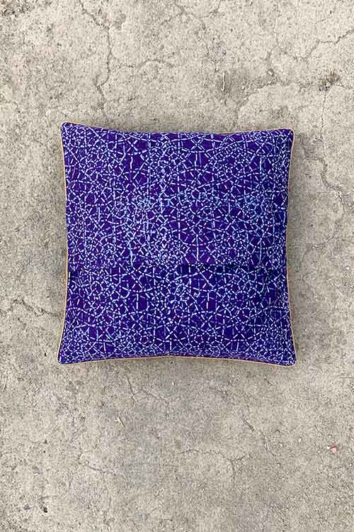 Shrujan ‘Zaya’ 40cm X 40cm Purple Toned Hand Embroidered Handloom Cotton Cushion Cover Pair
