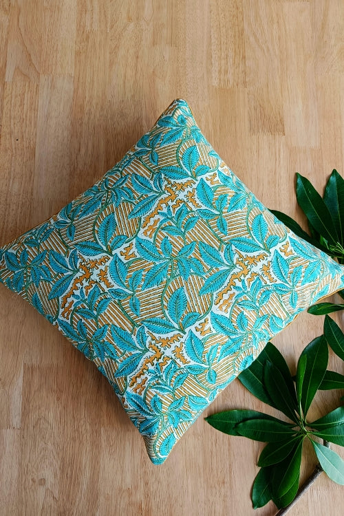 SootiSyahi 'Autumn Fest' Hand Printed Cotton Cushion Set Of Two