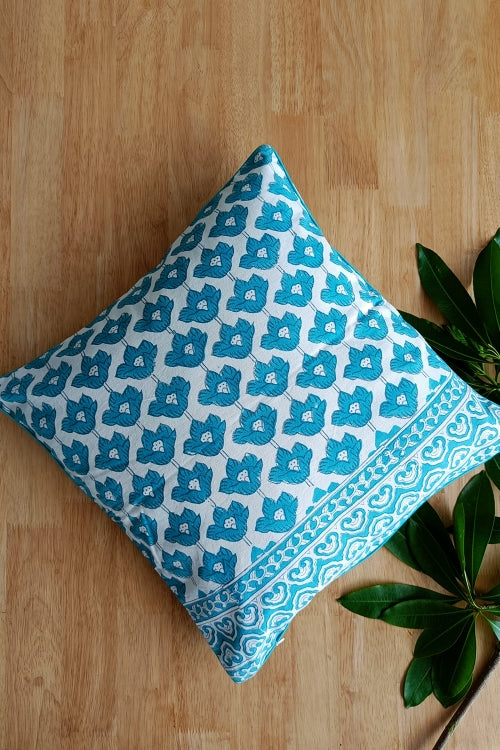 SootiSyahi 'Classic Consorts'Hand Printed Cotton Cushion Set Of Two