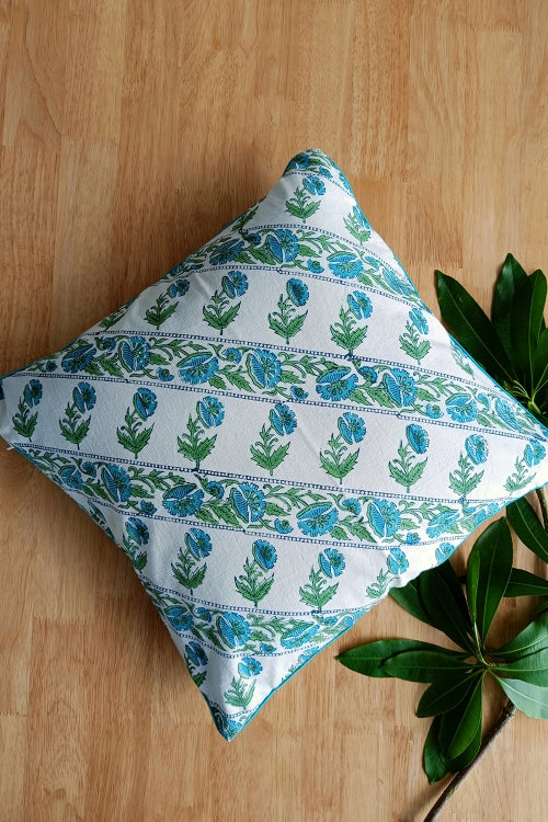 SootiSyahi 'Artistic Illusion' Hand Printed Cotton Cushion Set Of Two
