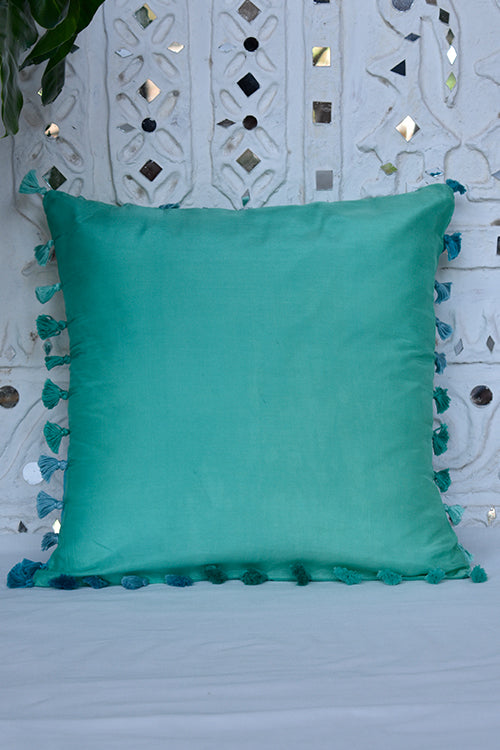Okhai 'Fairstar' Tassel Work Modal Silk Cushion Cover
