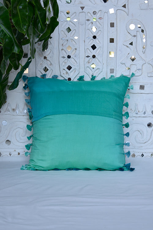 Okhai 'Fairstar' Tassel Work Modal Silk Cushion Cover
