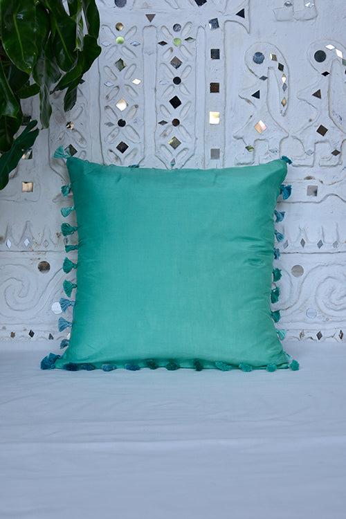 Okhai 'Fairstar' Tassel Work Modal Silk Cushion Cover