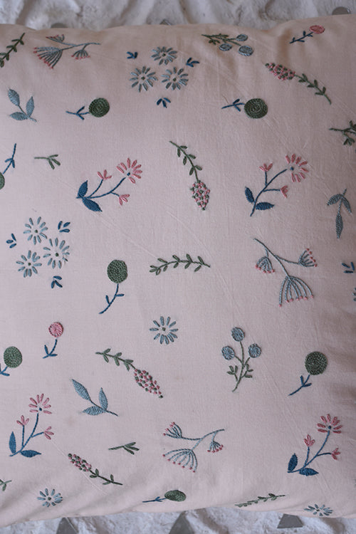 Okhai 'Sapling' Hand Embroidered Herbal Dyed Cushion Cover