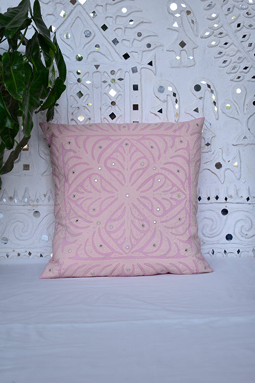 Okhai 'Puffball' Applique Work Herbal Dyed Cushion Cover