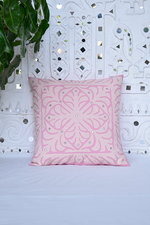 Okhai 'Frosted' Applique Work Herbal Dyed Cushion Cover