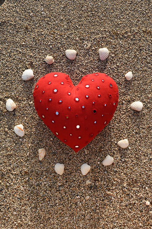 Okhai 'Heartbeat' Pure Cotton MIrror Work Cushion