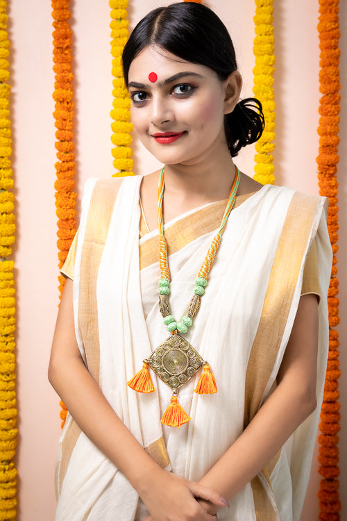 Miharu Brass Thread Matinee Necklace D2a