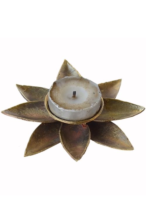 Miharu Dhokra Lotus Candle Stand