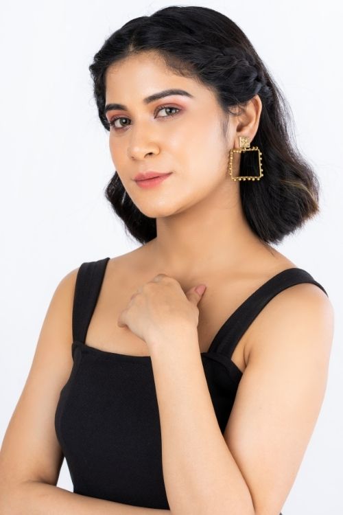 Miharu Gold Tone Box Earrings