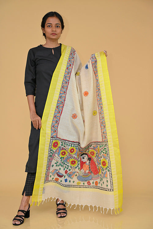 Diorama Designs Handpainted "Nature"  Madhubani Dupatta