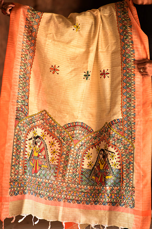 Diorama Designs Madhubani Handpainted Cotton Garba Raas Dupatta