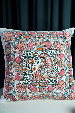 Diorama Designs "Serene" Handpainted Cotton Cushion Cover