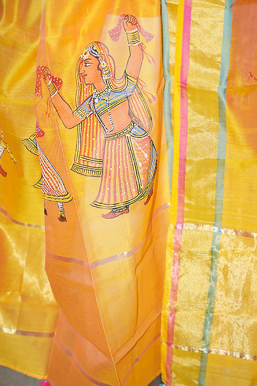 Diorama Designs Miniature Handpainted Chanderi Silk Dupatta