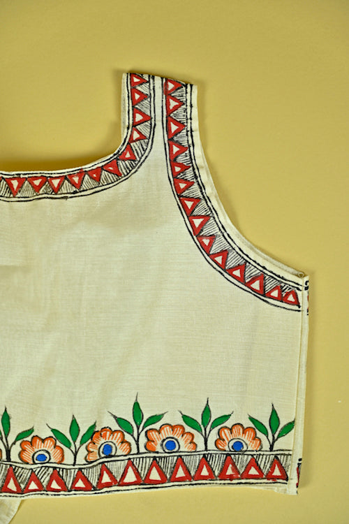 Diorama Designs "Floral" Handpainted Kids Crop Top & Lehenga Set