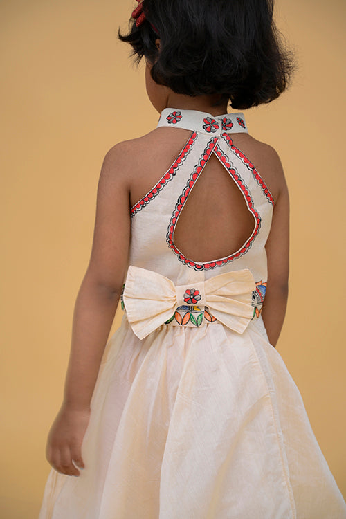 Diorama Designs "Flourish" Handpainted Kids Crop Top & Long Skirt