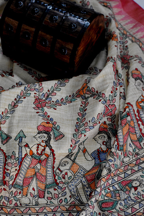 Diorama Designs Madhubani Hand-Painted All Over Cotton Dupatta