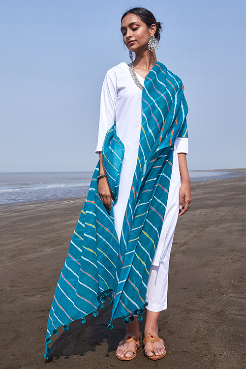 Seaweed Pure Cotton Kota Doria Leheriya Dupatta Online