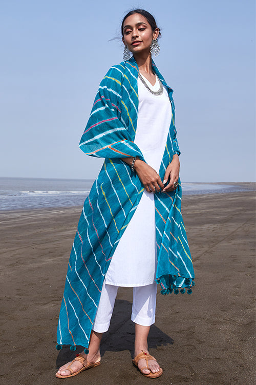 Okhai 'Seaweed' Pure Cotton Kota Doria Leheriya Dupatta