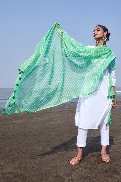 Evergreen Pure Cotton Kota Doria Leheriya Dupatta Online
