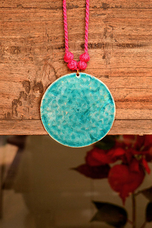 EkiBeki Turquoise beaten copper with cotton adjustable string