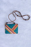 Retro Style copper enamel pendent with faux leather string and wooden beads-6