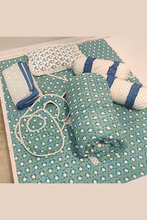 Earthen Nest Hand Block Printed Kids Furnishings- Penguin