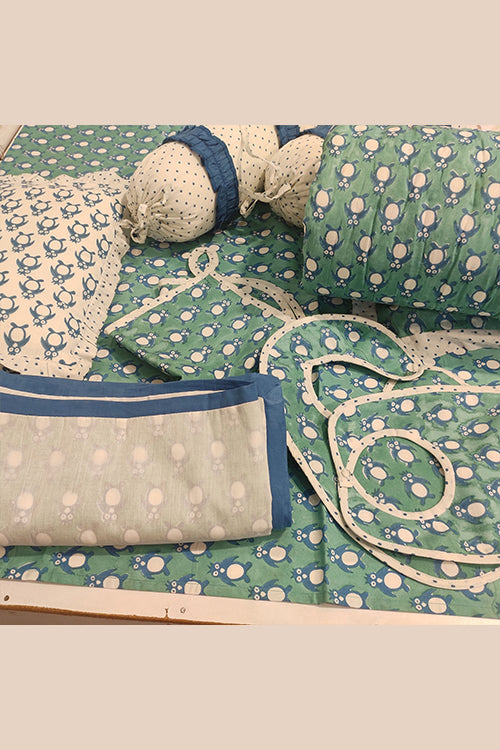 Earthen Nest Hand Block Printed Kids Furnishings- Penguin