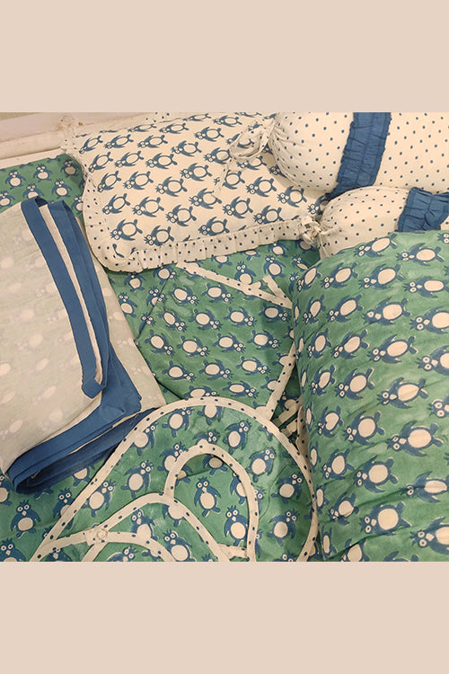 Earthen Nest Hand Block Printed Kids Furnishings- Penguin