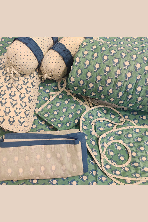 Earthen Nest Hand Block Printed Kids Furnishings- Penguin
