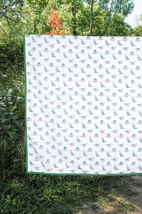 Earthen Nest Kids Dohars Pink and Green Dinosaur