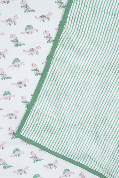 Earthen Nest Kids Dohars Pink and Green Dinosaur