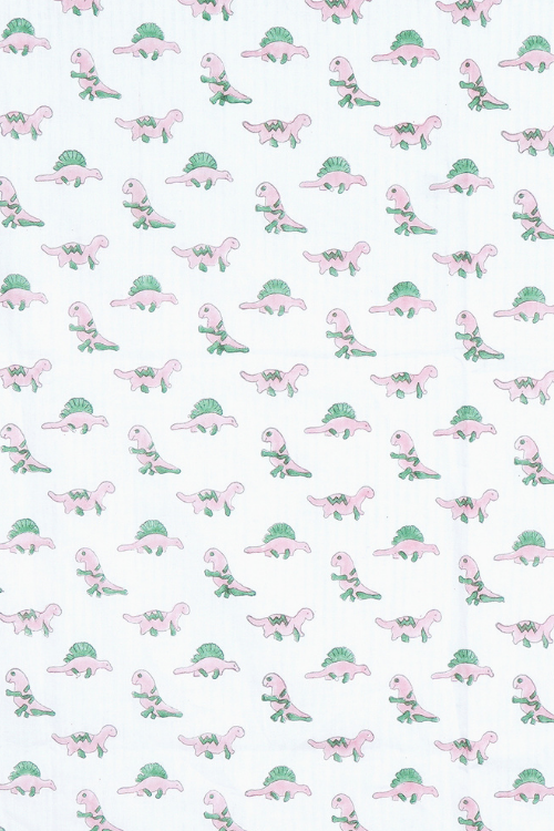 Earthen Nest Kids Dohars Pink and Green Dinosaur