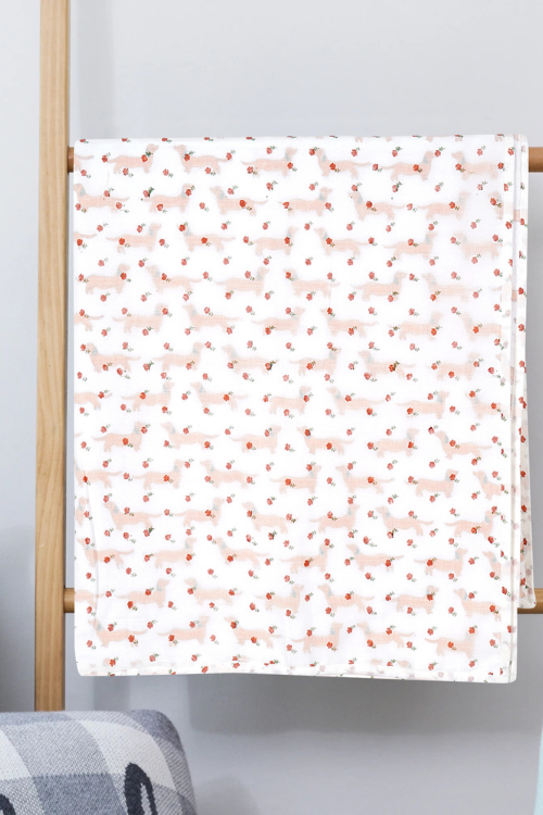 Earthen Nest Orange Dogs with Delicate Flowers Kids Dohars