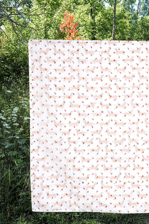 Earthen Nest Orange Dogs with Delicate Flowers Kids Dohars