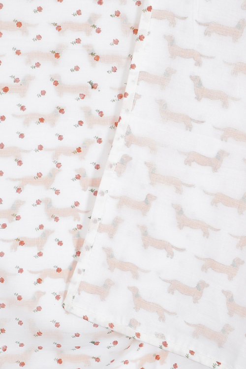 Earthen Nest Orange Dogs with Delicate Flowers Kids Dohars