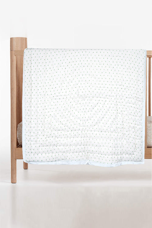 Earthen Nest Little Green Oak Leaves Kids Quilts