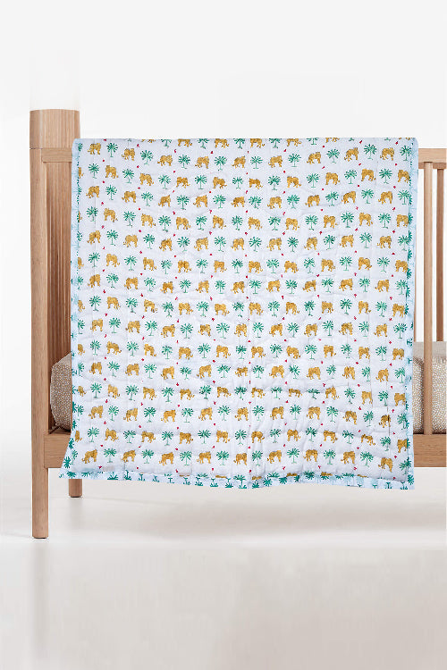 Earthen Nest Delicate Tropical Tiger Print Kids Quilts