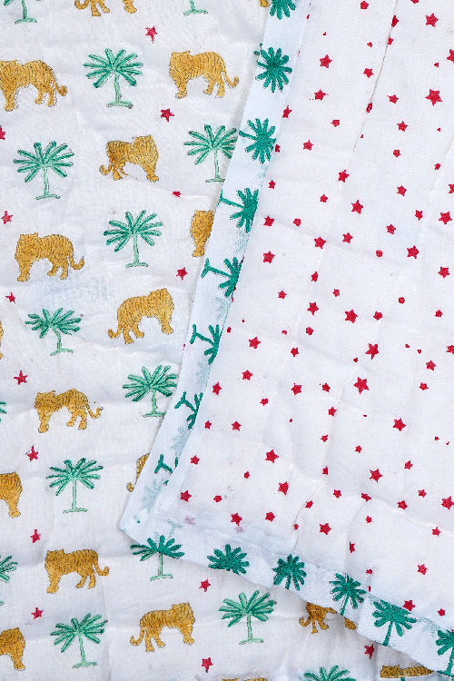 Earthen Nest Delicate Tropical Tiger Print Kids Quilts