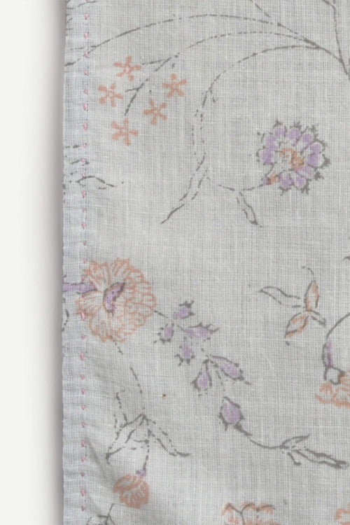 Ikai Asai block printed Table Napkin single pc white with blue border