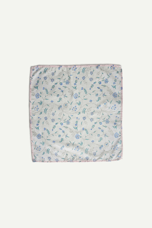 Ikai Asai Block Printed Table Napkin with Pink Border Single pc