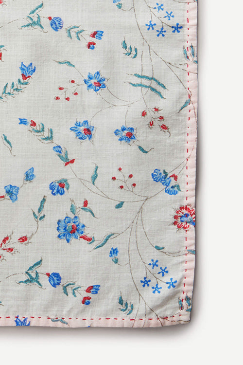 Ikai Asai Block Printed Table Napkin single pc with Pink Border