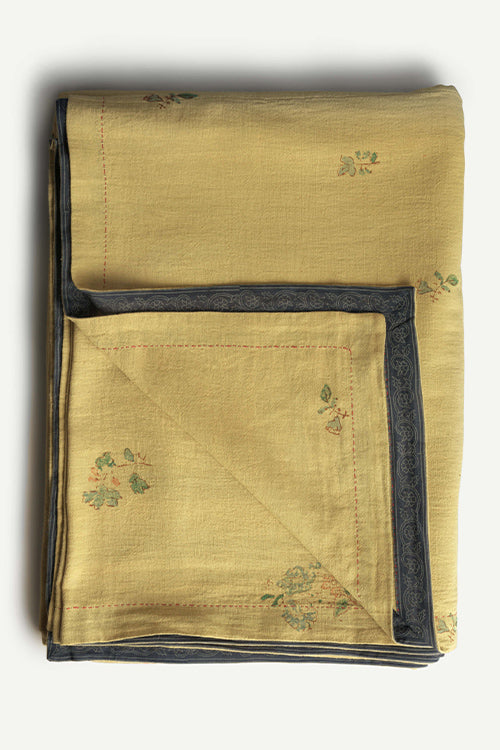 Ikai Asai block printed Table Cover Khakhi color