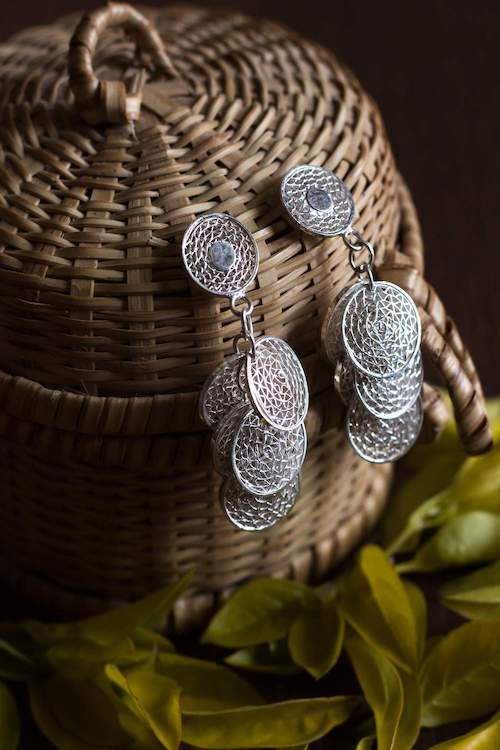 Silver Linings "Mesmerizing Tarakasi" Silver Filigree Earrings