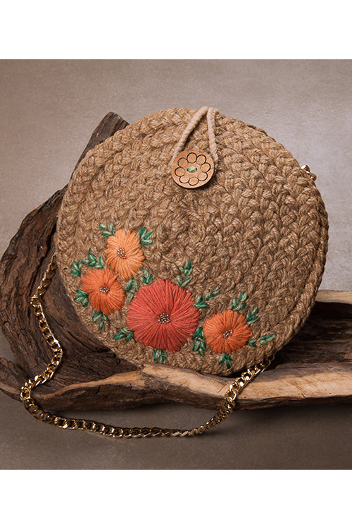 Dhaaga Apricot Full Moon Sling Bag
